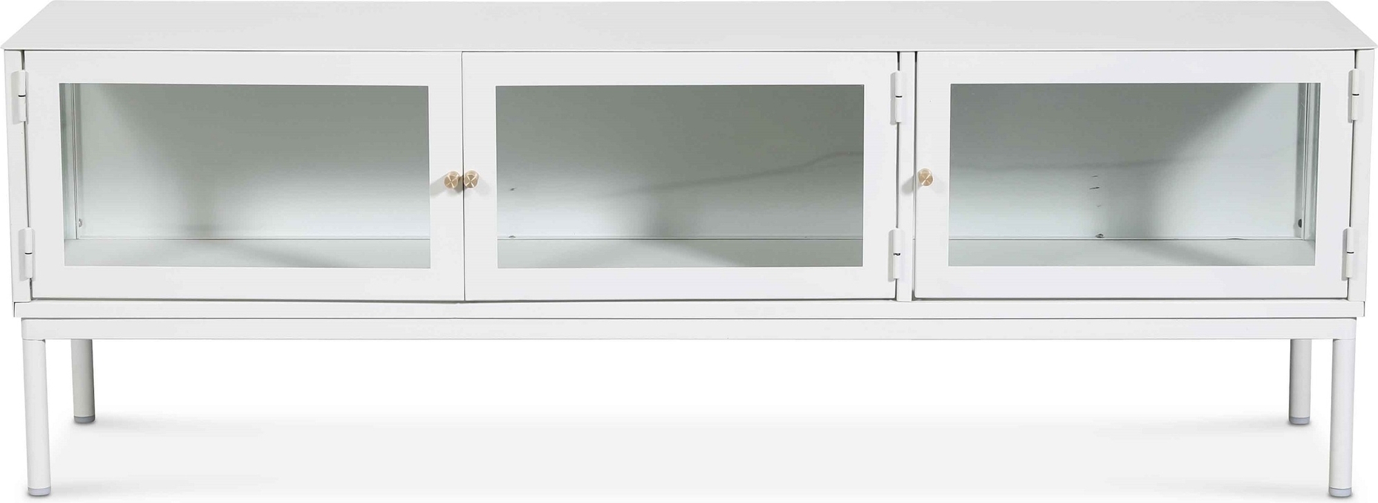 Cliff mediabenk i metall - Hvit / Klarglas Cliff mediabenk i metall - Hvit / Klarglas