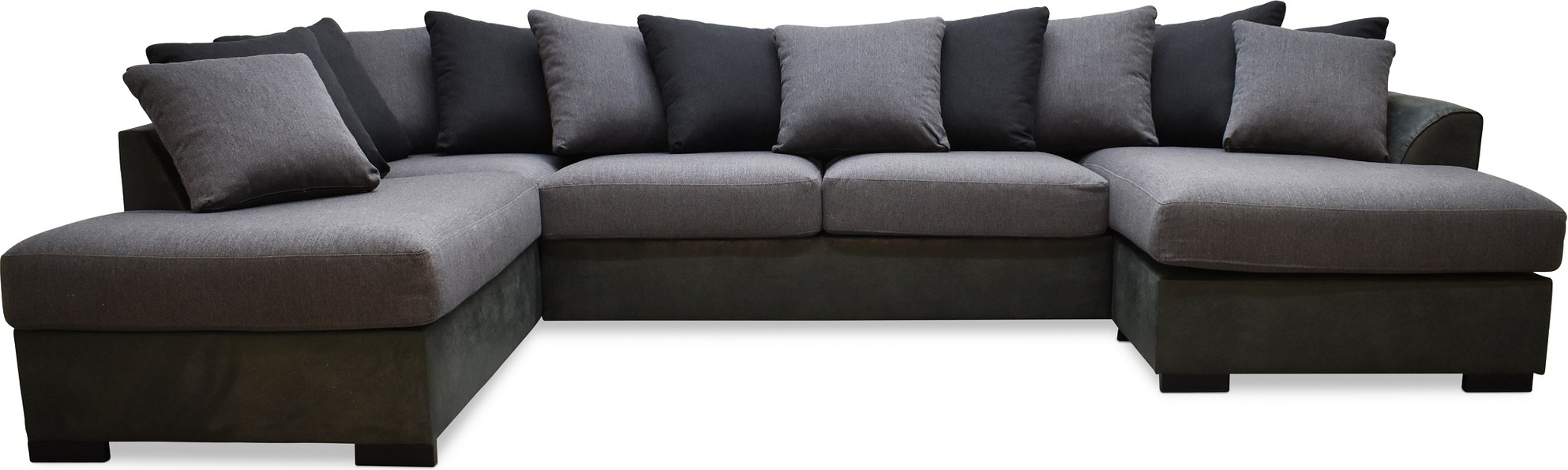Delux U-sofa med �pen ende venstre - Gr�/Antrasitt/Vintage