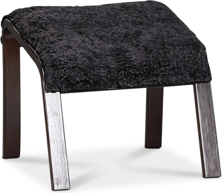 Lammet / Fashion fotskammel i saueskinn scandinavian dark grey - Mørk valnøtt Lammet / Fashion fotskammel i saueskinn scandinavian dark grey - Mørk valnøtt