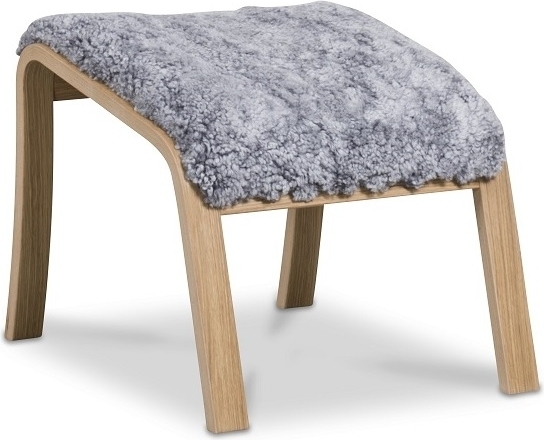 Frank fotskammel i saueskinn scandinavian grey - Oljet eik