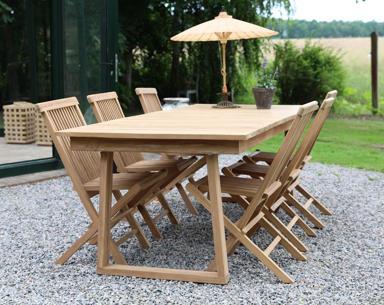 Salt� spisegruppe for uteplassen spisebord 240x100 cm med 6 stk. spisestoler - Teak