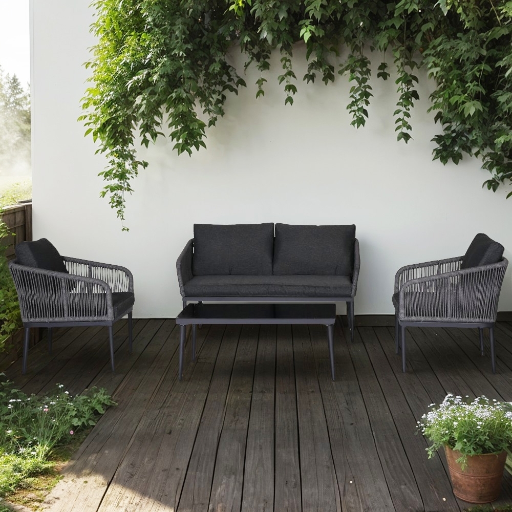 Molde salonggruppe med bord - Svart/gr� + M?belben