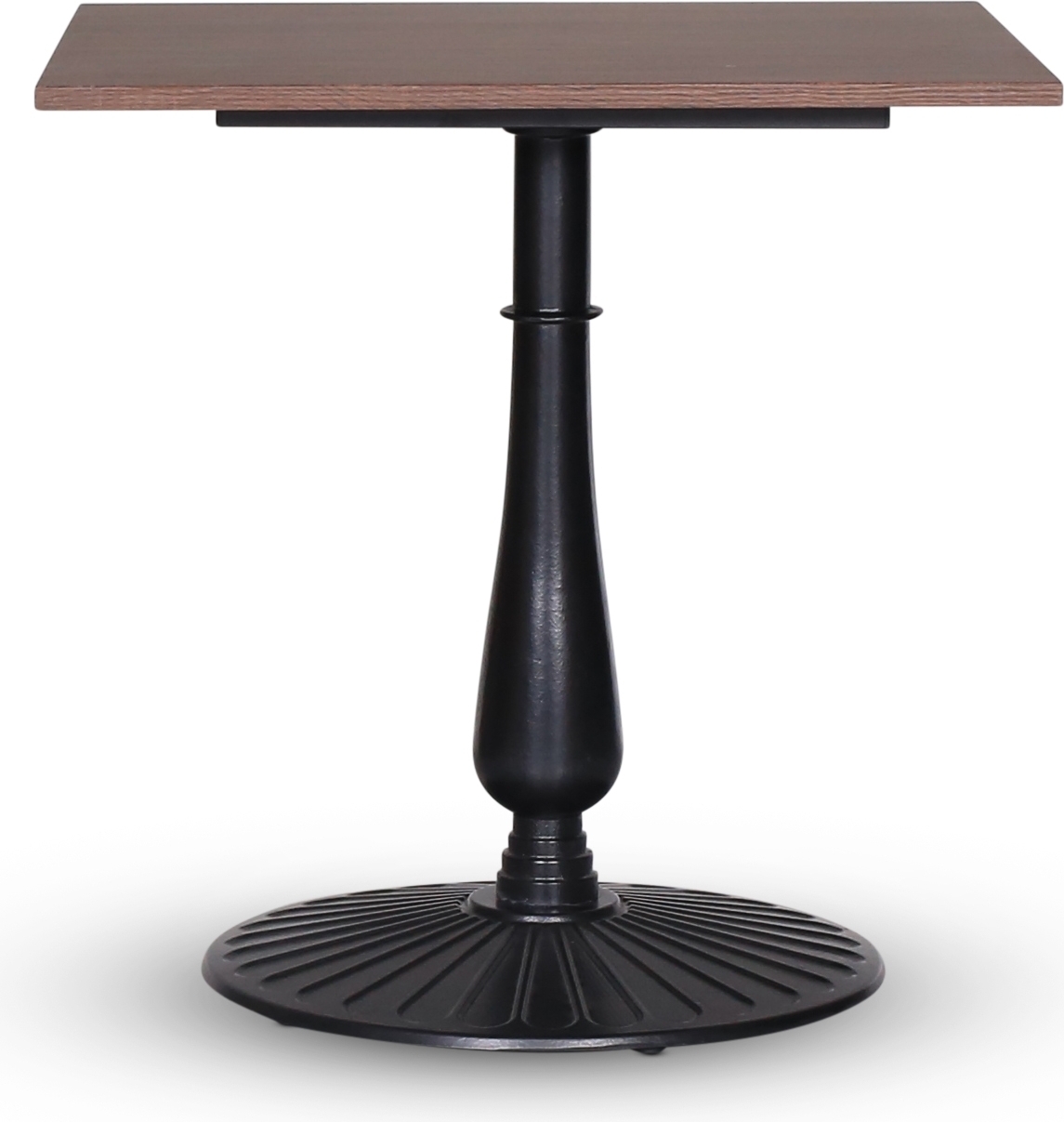 Mystery bord 75x75 cm - Blad svart understell / m�rk treimitasjon