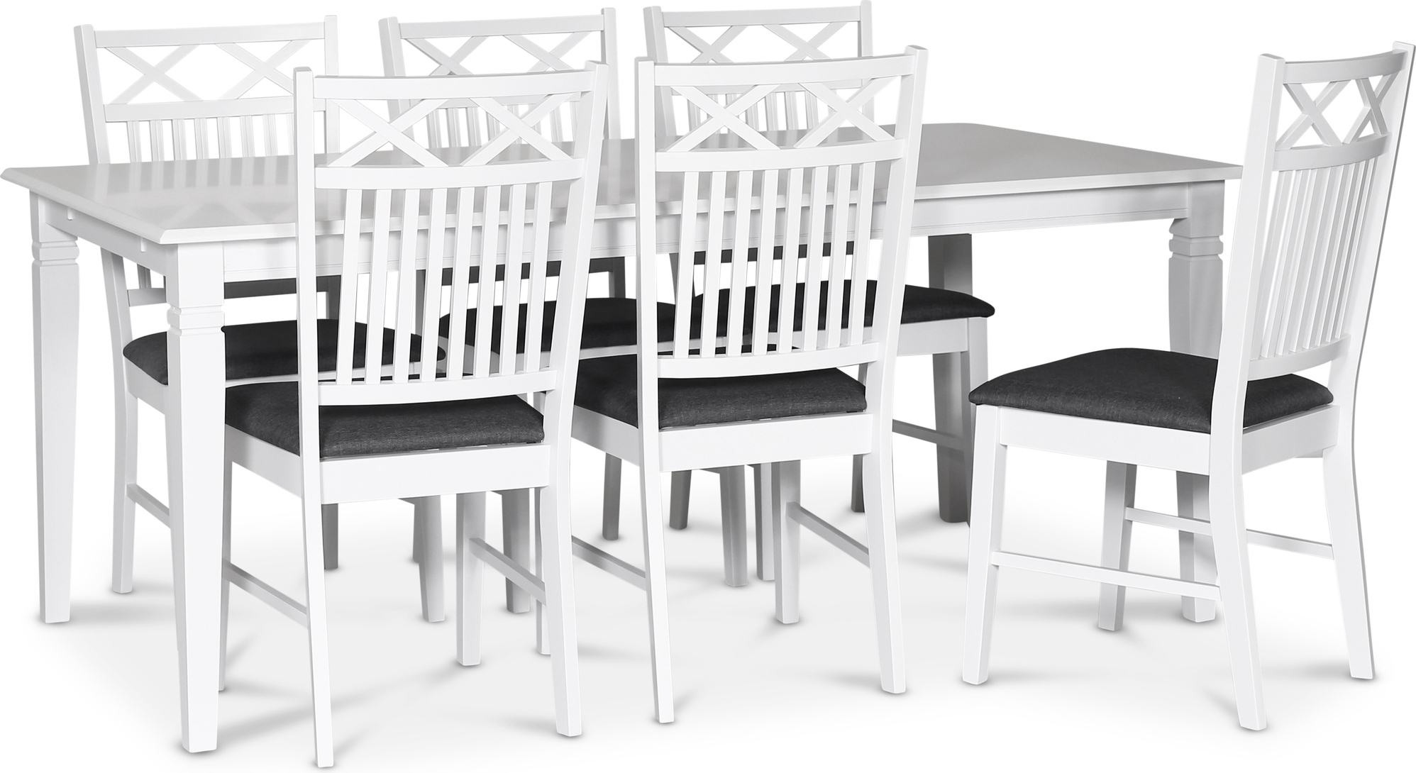 Sandhamn spisegruppe; 180x90 cm bord med 6 Sandhamn Gripsholm spisestoler