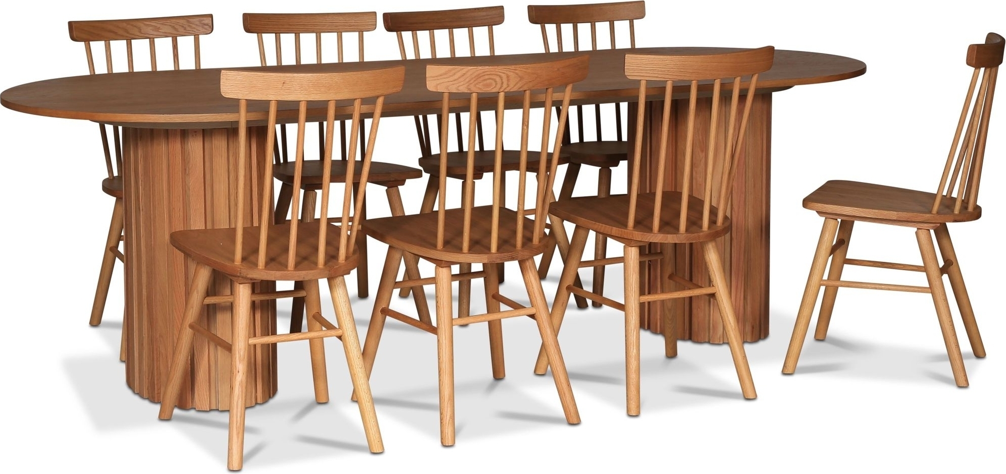 PiPi spisegruppe 240 cm inkludert 8 stk. Orust pinnestol - Oljet eikefiner + 8.00 x Stolpute