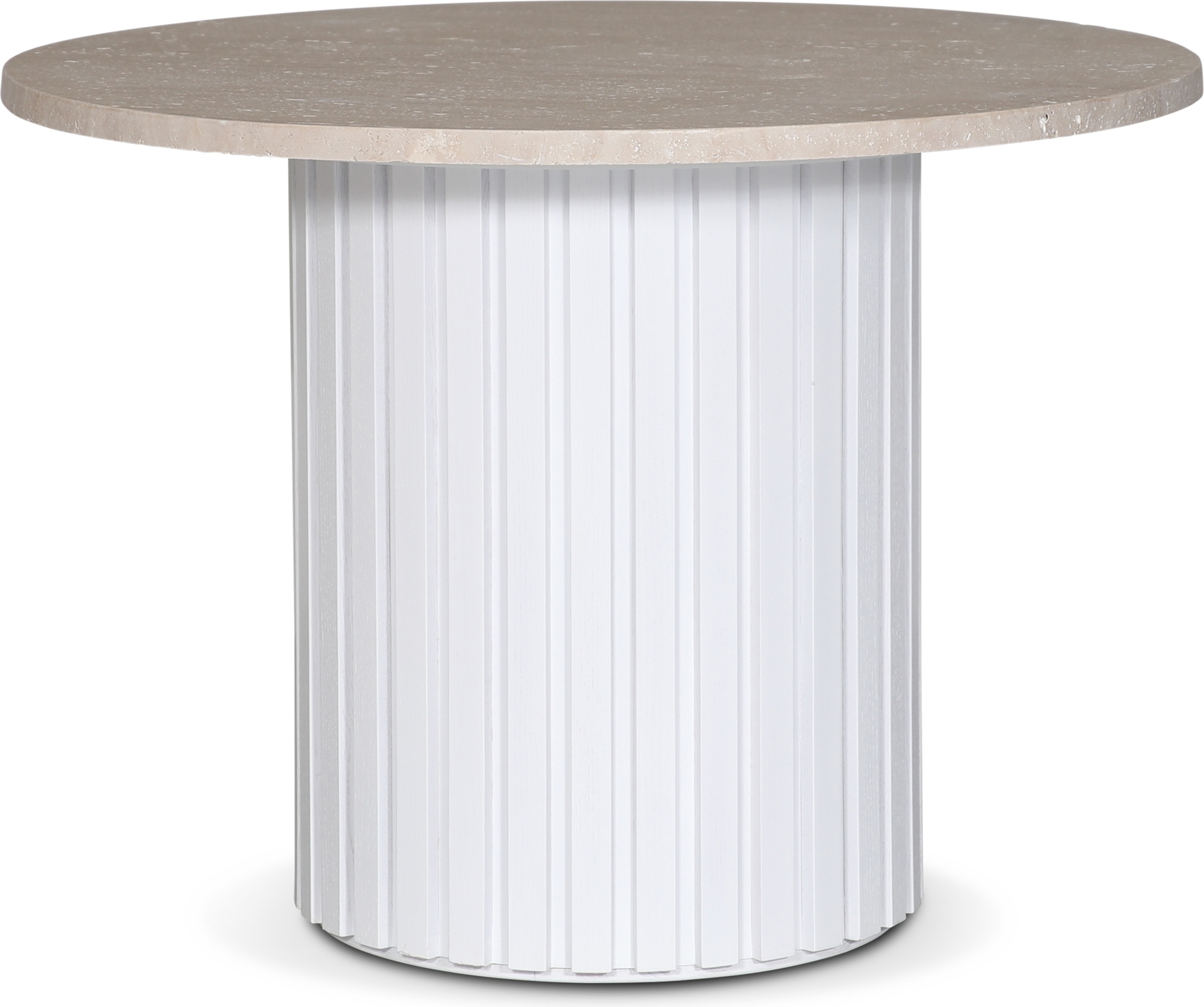 PiPi rundt spisebord �105 cm - Hvitbeiset tre / Travertinstein