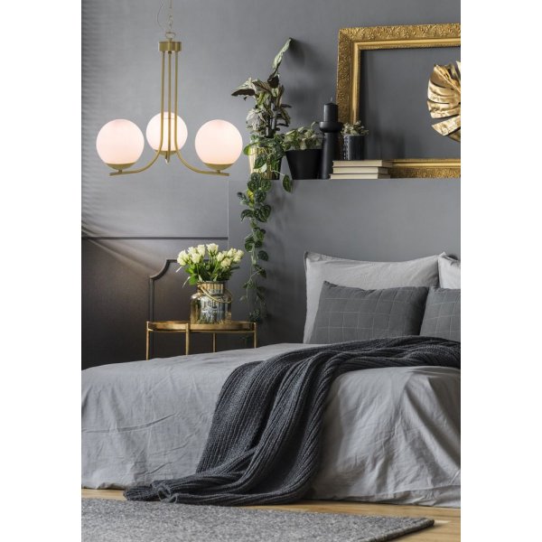 Taklampe Orfeus - Matt messing / opalhvit