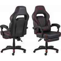 Canyon gaming stol med fotstøtte - Sort PU/rød Canyon gaming stol med fotstøtte - Sort PU/rød