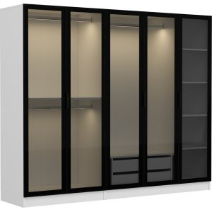 Cavolo garderobeskap 225x52x210 cm - Hvit/svart