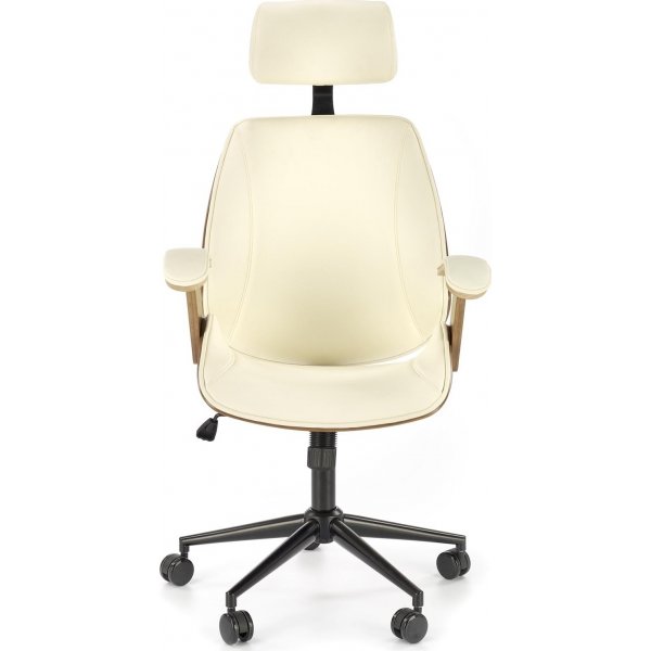 Skrivebordsstol i valnøtt/kremfarget øko-skinn Skrivebordsstol i valnøtt/kremfarget øko-skinn