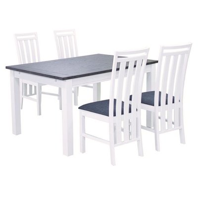 Skagen Spisegruppe - Bord inkludert 4 stoler - Hvit/mrk eikefinr