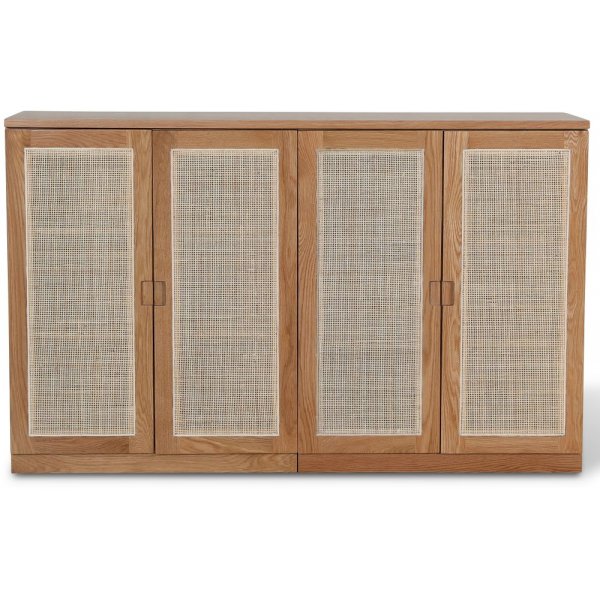 Level sideboard med drer i rotting B140 cm - Eik