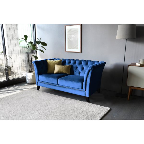 Milton Chesterfield 2-seter - Mrk bl Flyel