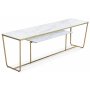 Stella mediabenk -Hvitt glass / messingfarget underdel