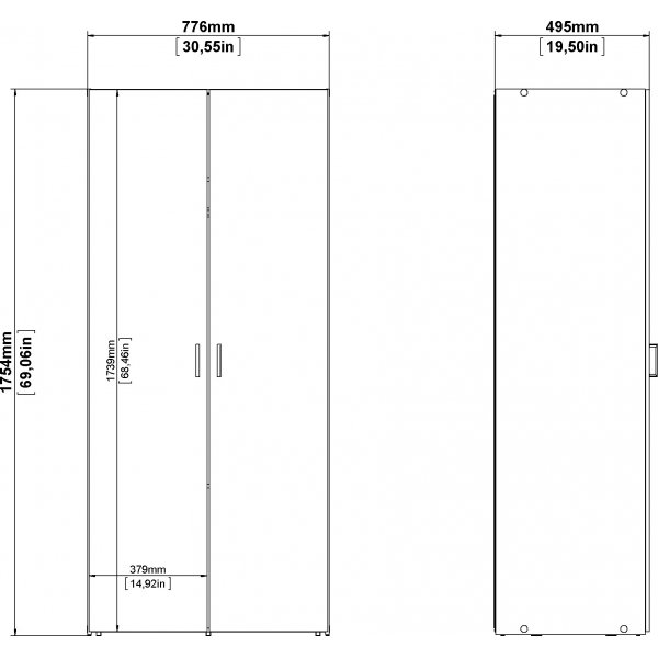 Romgarderobe med 2 dører - Hvit Romgarderobe med 2 dører - Hvit