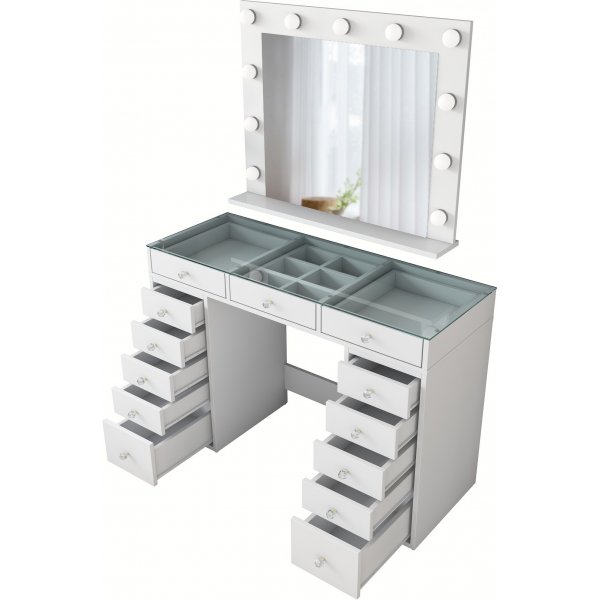 Bijou toalettbord med speil 18 - 120 x 44,5 cm - Hvit Bijou toalettbord med speil 18 - 120 x 44,5 cm - Hvit