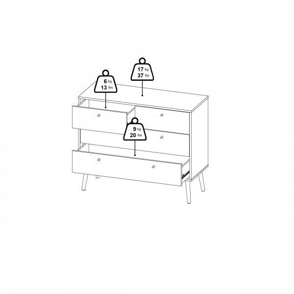 Bodo Kommode 2 + 2 - Hvit