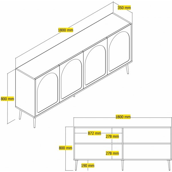 Lyon skjenk - Hvit/gull Lyon skjenk - Hvit/gull