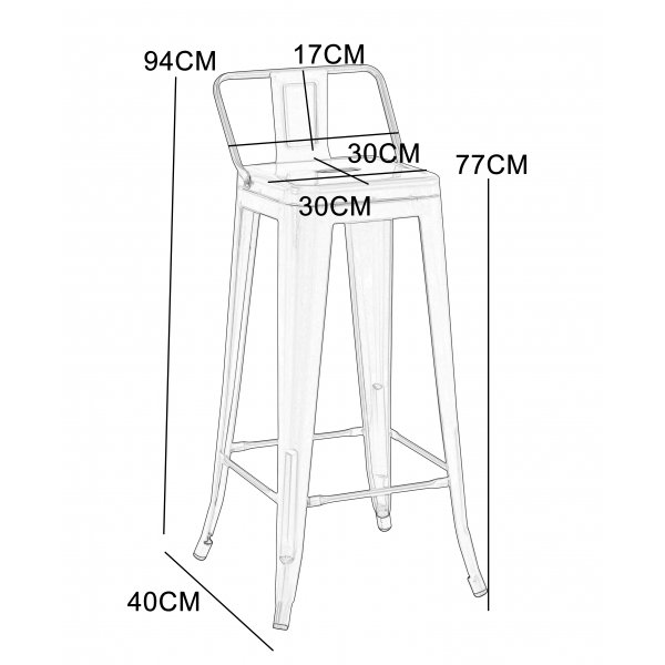 Iris barkrakk i metall - Setehøyde 76 cm Iris barkrakk i metall - Setehøyde 76 cm