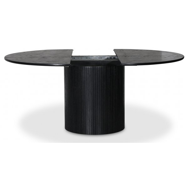 Nova spisegruppe, uttrekkbart spisebord Ø130-170 cm inkl. 4 stk. pinnestoler Castor - Svartbeiset eik + 3.00 x Møbelføtter Nova spisegruppe, uttrekkbart spisebord Ø130-170 cm inkl. 4 stk. pinnestoler Castor - Svartbeiset eik + 3.00 x Møbelføtter