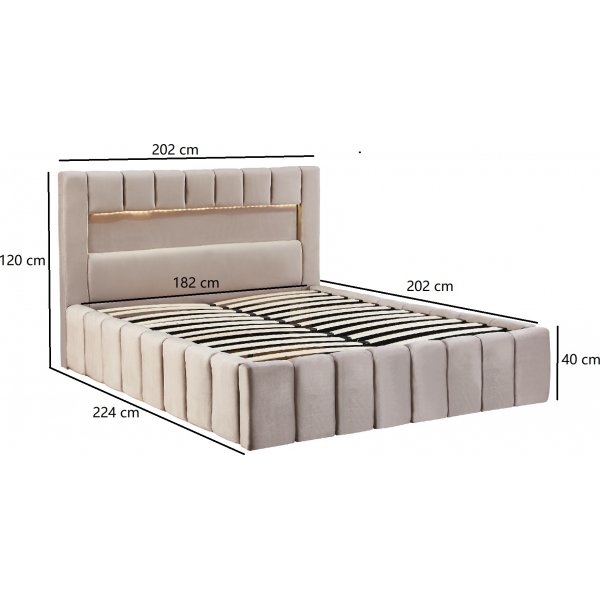 Sengeramme med LED-belysning 180x200 cm + Møbelføtter Sengeramme med LED-belysning 180x200 cm + Møbelføtter