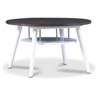 Louise sofabord 90 cm rundt med oppbevaring - Hvit / Brunbeiset eik Louise sofabord 90 cm rundt med oppbevaring - Hvit / Brunbeiset eik