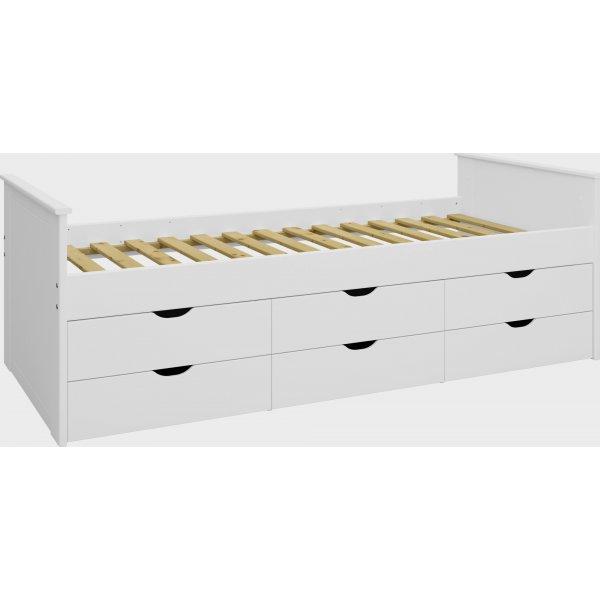 Alba seng med oppbevaring 90 x 200 cm - Hvit
