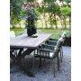 Oxford utendrs spisegruppe: brunsyret bord 220 cm, inkludert 6 stk. Lincoln stablebare karmstoler grnn/beige