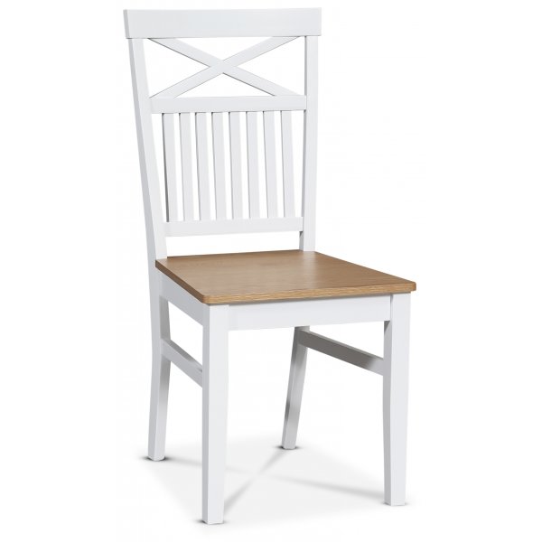 Fr spisegruppe: Bord 180 cm inkludert 6 stk Fr stoler med kryss - Eik/hvit + 6.00 x Stolpute