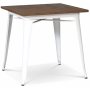 Frankrike metallbord 75 x 75 cm - Hvit / Brun tre