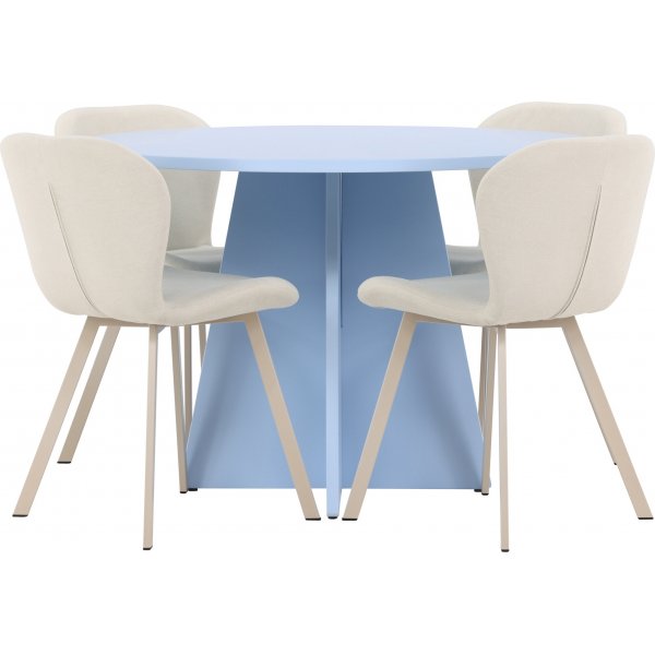 Bootcut Spisebord med Lilja Stoler - Beige/Blå Bootcut Spisebord med Lilja Stoler - Beige/Blå