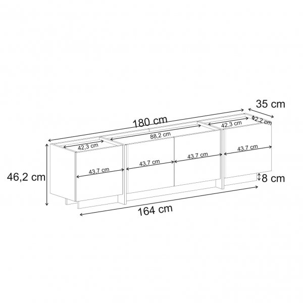TV-stativ Lorensa 180 cm - Antrasitt/Sort