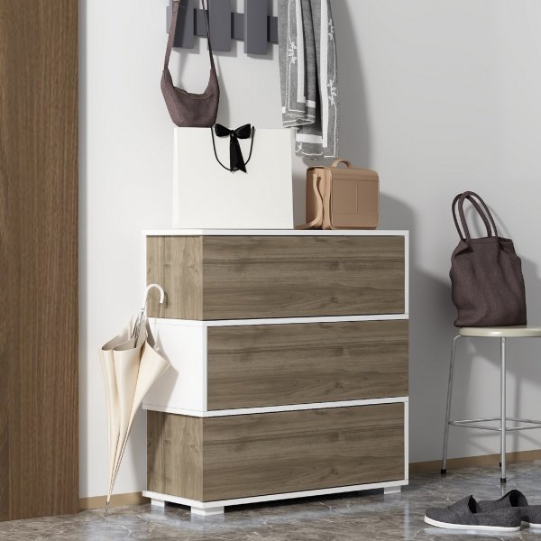 Aris skoskap - Valn�tt/hvit