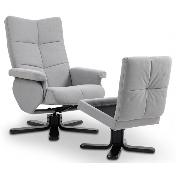 Duva recliner lenestol med fotskammel - Grtt stoff