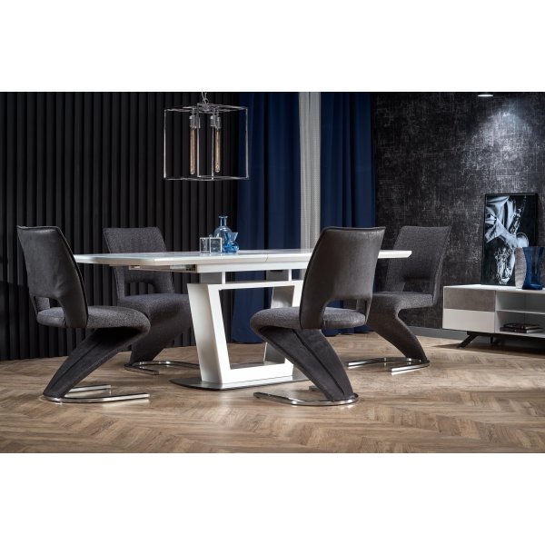 Risk spisebord 160-200 cm - Hvit marmor