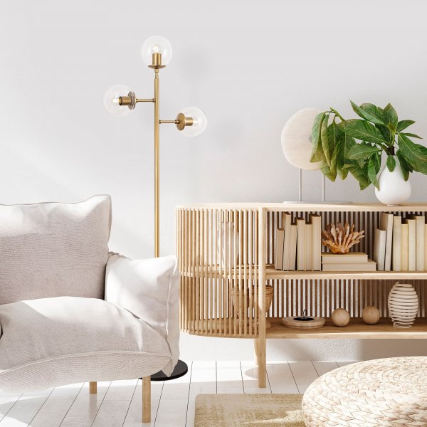 Atlas gulvlampe, klar - Gull Atlas gulvlampe, klar - Gull