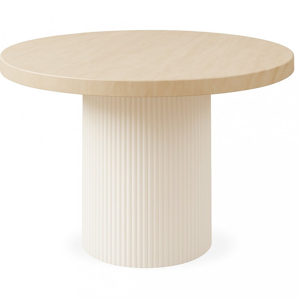 Merca hagebord Ø122 cm - Bord i fiberbetong / travertintrykk - Spisebord til utendørsbruk, Hagebord, Hagemøbler