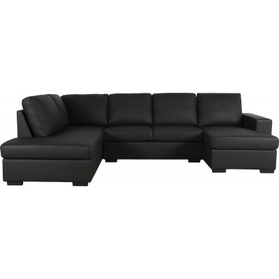 Solna U-sofa A3D - Resirkulert skinn + Mbelpleiesett for tekstiler