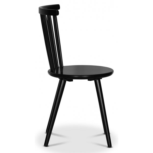 Sintorp spisegruppe, rundt spisebord 115 cm inkludert 4 stk. svarte Castor pinnestoler  hvit marmor (laminat)