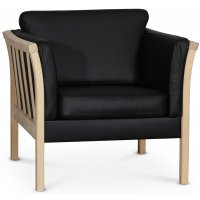 Pure lenestol i lær - Svart (lær) / lyst tre Pure lenestol i lær - Svart (lær) / lyst tre