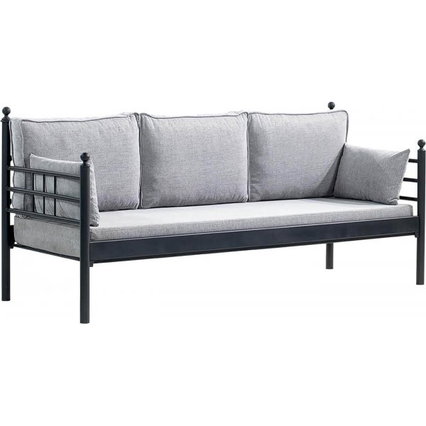 Manyas 3-seters utesofa - Svart/ryk + Tekstilrens for mbler