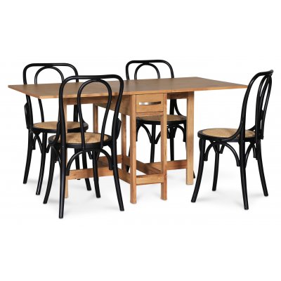 Fårö spisegruppe; Fårö klaffbord i eik med 4 Samset-stoler i bøyetre