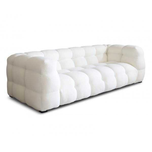 Nivou 3-seters sofa i Bouclè - Cream + Møbelføtter Nivou 3-seters sofa i Bouclè - Cream + Møbelføtter