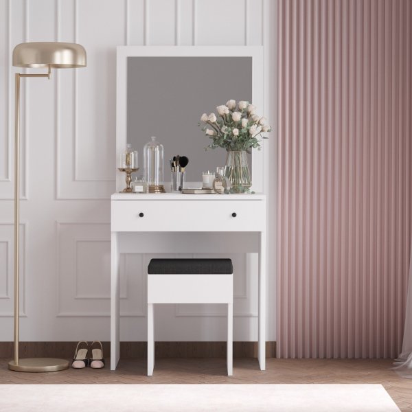 Felix toalettbord med krakk 65 x 35 cm - Hvit Felix toalettbord med krakk 65 x 35 cm - Hvit