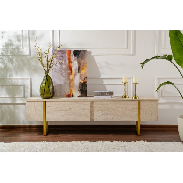 Serenity TV-stativ - Travertin/gull Serenity TV-stativ - Travertin/gull