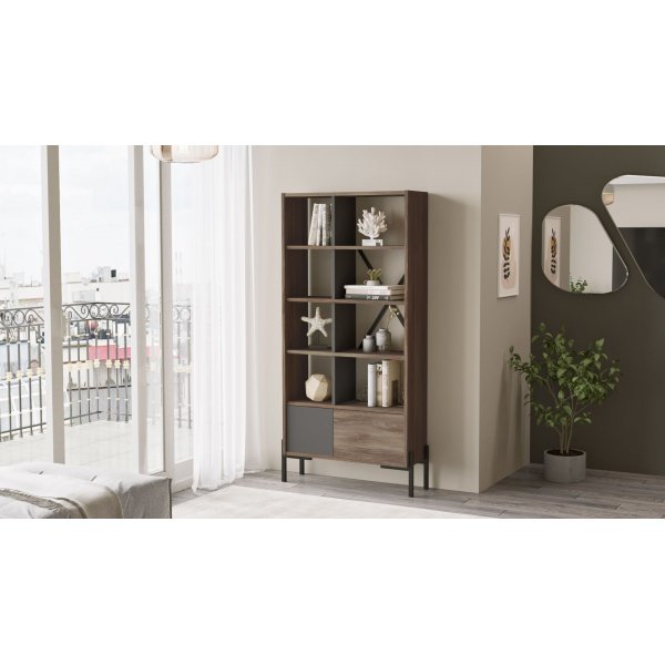 Bruno bokhylle - Brun/antrasitt Bruno bokhylle - Brun/antrasitt