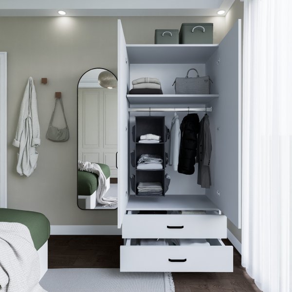 Yaman garderobe 80 x 47 x 182 cm - Matt hvit Yaman garderobe 80 x 47 x 182 cm - Matt hvit