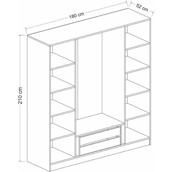 Cikani garderobe 180x52x210 cm - Hvit/fume Cikani garderobe 180x52x210 cm - Hvit/fume