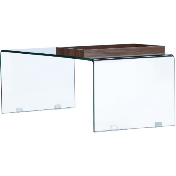 Telemark salongbord 110 x 50 cm - Gjennomsiktig/Valnøtt Telemark salongbord 110 x 50 cm - Gjennomsiktig/Valnøtt