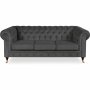 Chesterfield-sofa Cambridge Deluxe 3-seter - 225 cm - Mrkegr flyel